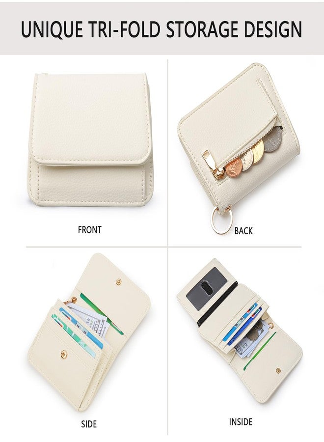 Sunpour Keychain Wallet RFID Wristlet Wallets for Women,Small Wallets Woman Key Chain Wallet with Coin Pocket and Id Window (Beige) - Image 2
